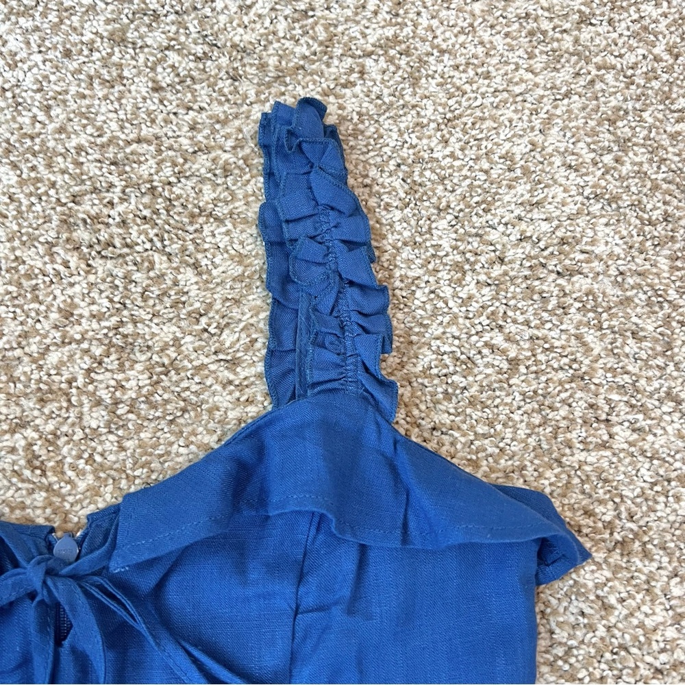 Lulus Days Like This Royal Blue Sleeveless Ruffled Linen Blend Mini Dress Sz XS - Picture 6 of 16